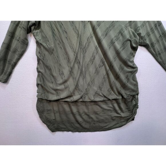 Knox Rose Womens Tunic Top Size XL Olive Green Textured V-Neck 3/4 Sleeve Ruched - Picture 4 of 10